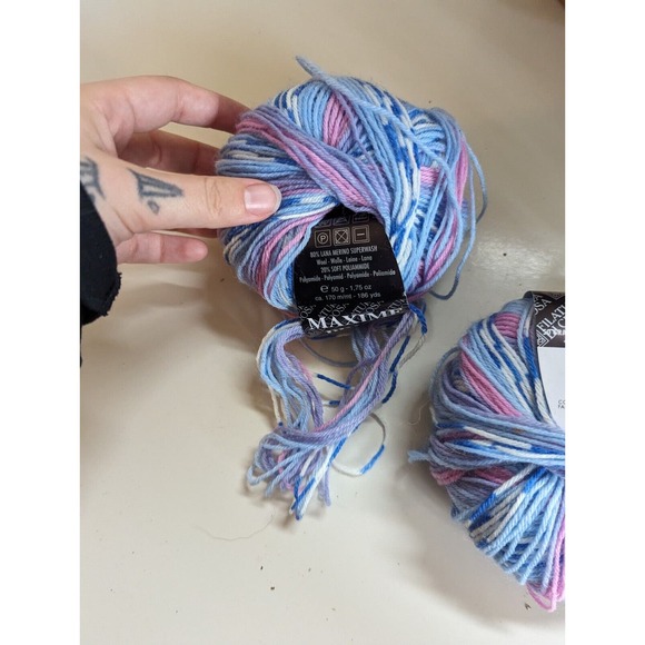 2 Skeins Filatura Di Crosa Maxime Print Yarn. Blue Pink 5117 - Picture 4 of 4